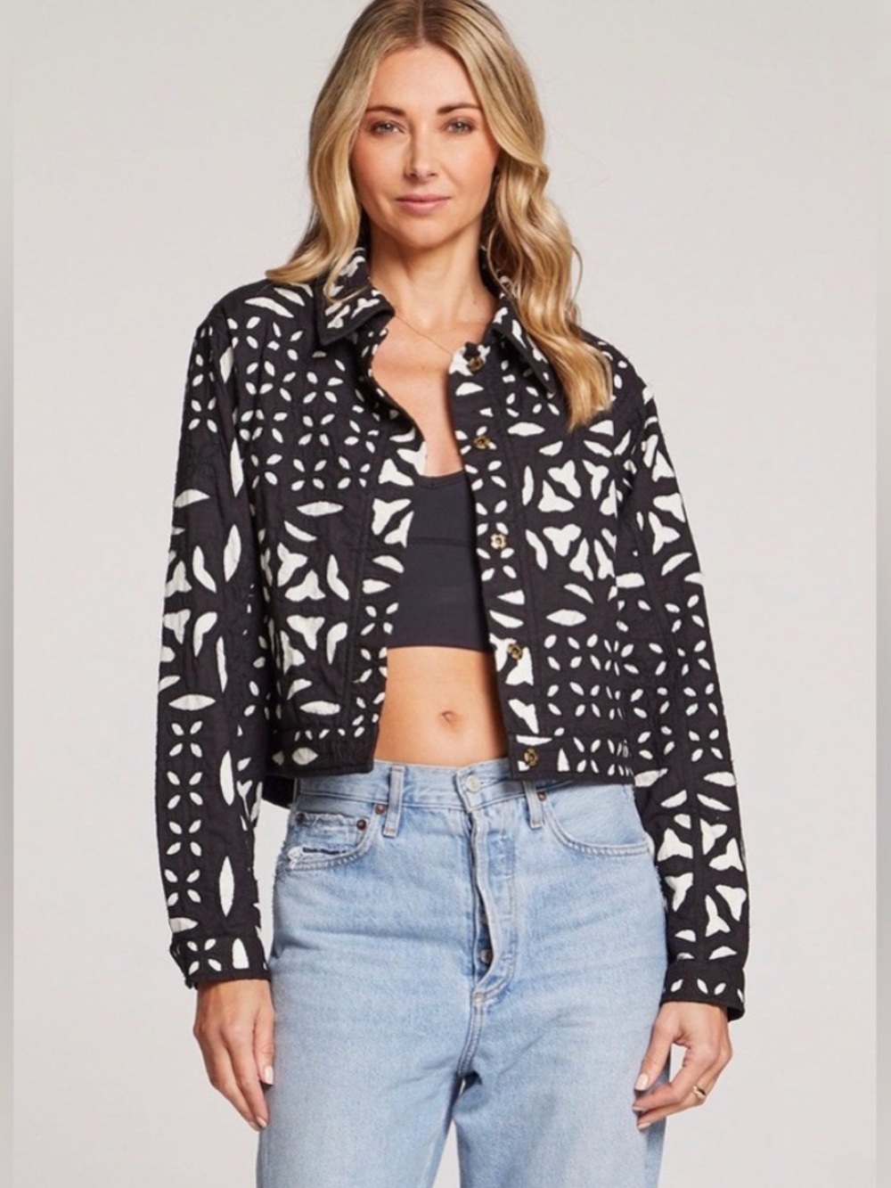 NWT Saltwater Luxe Jayme Jacket Black & White Small (Oversized)